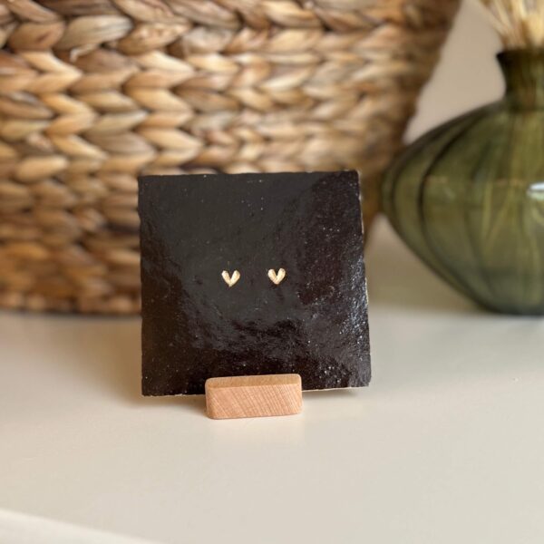 espresso bruin twee kleine hartjes Tegeltje met twee kleine hartjes